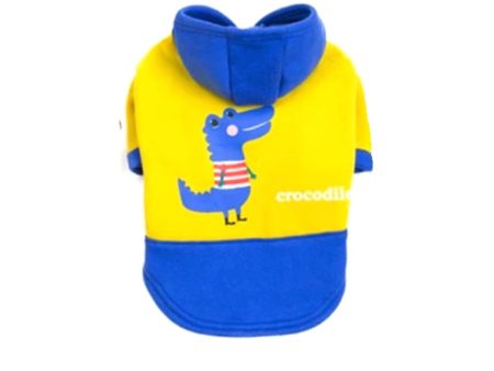 HM Crocodile Yellow Blue Hoodie  - Sweatshirt For Small Dogs & Cats Sale