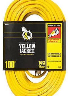 COLEMAN CABLE 2888 YELLOW JACKET 100  13A 14 3 HEAVY DUTY EXTENSION CORD - Quantity of 1 Fashion