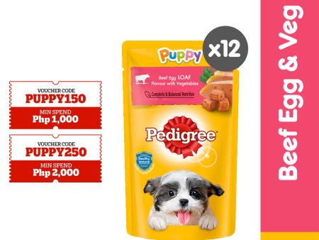 PEDIGREE® Dog Food Wet Puppy Beef Egg Loaf with Vegetables 130g [12pcs] Fashion