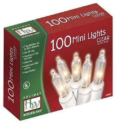 Holiday Wonderland 48600-88A 100 Count Clear Christmas Light Sets With White Cord - Quantity of 3 Supply