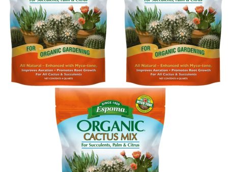 Espoma CA4 4 Quart Bag Of Organic Cactus, Palm, & Citrus Succulent Potting Mix - Quantity of 3 Fashion