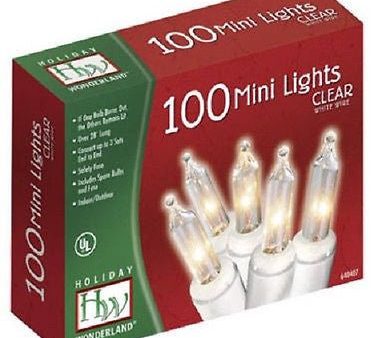 Holiday Wonderland 48600-88A 100 Count Clear Christmas Light Sets With White Cord - Quantity of 24 For Sale