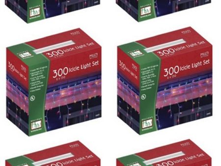 Holiday Wonderland 14089-88 300 Count MULTI COLOR Icicle Christmas Light Sets - Quantity of 6 Discount