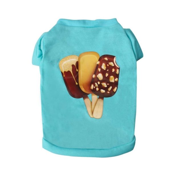 DH Ice Cream Blue T shirt - Summer Tee For Small Dogs & Cats Online Sale