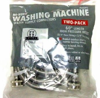 (12) Fluidmaster 2 Packs 3 4  x 3 4  x 60  Stainless Steel Washing Machine Hoses For Sale