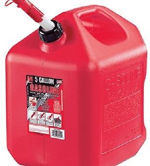 2 ea Midwest 5610 5 Gallon Red Poly Gas Gasoline Fuel Cans w Spill Proof Spouts on Sale