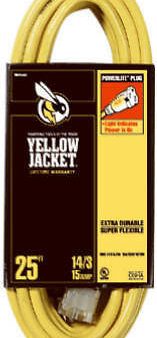 COLEMAN CABLE 2886 YELLOW JACKET 25  15A 14 3 HEAVY DUTY EXTENSION CORD - Quantity of 1 on Sale