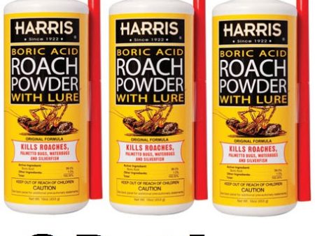 PF Harris HRP-16 16 oz Bottle of Boric Acid Roach Eliminator Powder With Lure - Quantity of 3 For Cheap