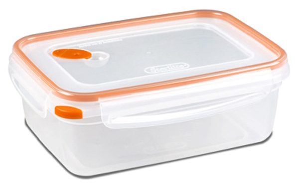 Sterilite 03221106 8.3 Cup Ultra Clear   Tangerine Rectangle Food Container - Quantity of 3 Supply