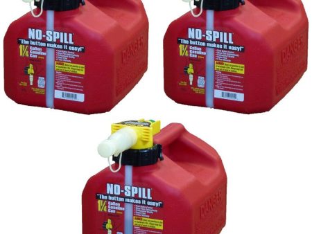 (3) ea NO SPILL 1415  1-1 4 GALLON CARB COMPLIANT GAS GASOLINE FUEL CANS Sale