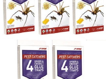 JT Eaton 844 4 Pack Of Spider & Cricket Insect Glue Traps - Quantity of 5 For Sale