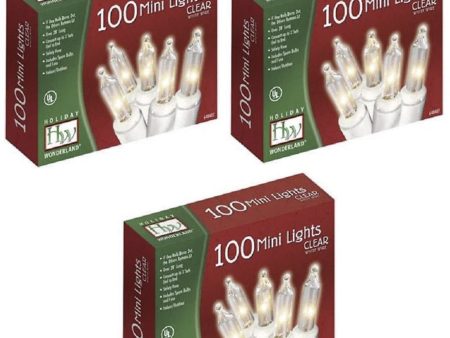 Holiday Wonderland 48600-88A 100 Count Clear Christmas Light Sets With White Cord - Quantity of 3 Supply