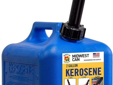 Midwest Can 2610 Blue 2 Gallon CARB Compliant Kerosene Can - Quantity of 1 Online Hot Sale