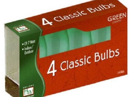 Holiday Wonderland 1094G-88 4-Pack of C9 Ceramic Green Christmas Light Replacement Bulbs - Quantity of 15 For Sale