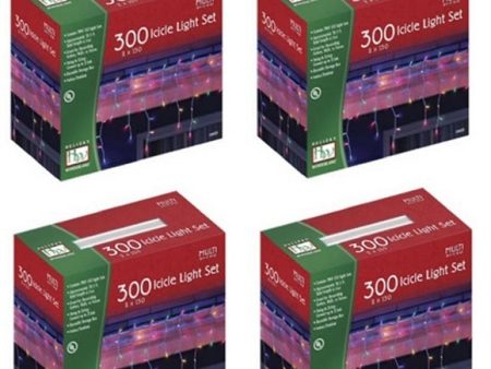 Holiday Wonderland 14089-88 300 Count MULTI COLOR Icicle Christmas Light Sets - Quantity of 4 Hot on Sale