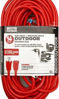 02409ME 100  14 3 SJTW-A RED 13A IN OUT EXTENSION CORD Fashion