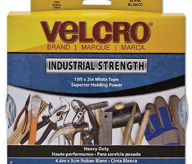 Velcro 90198 2  x 15 ft Roll Industrial Strength White Velcro w Sticky Back - Quantity of 12 rolls For Sale