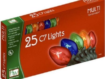 Holiday Wonderland 525-88 25 Count Transparent Multi-Color C7 Christmas Light Set - Quantity of 1 For Sale