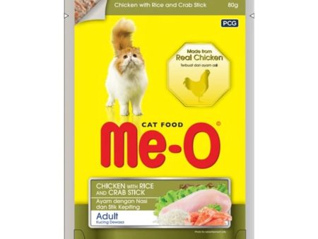 MeO Chicken with Rice and Crab Stick Cat Wet Food 80 g Pouches Sale