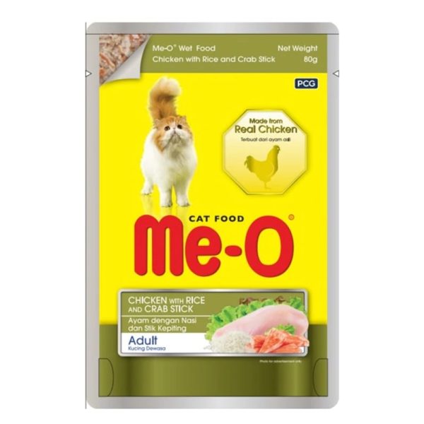 MeO Chicken with Rice and Crab Stick Cat Wet Food 80 g Pouches Sale