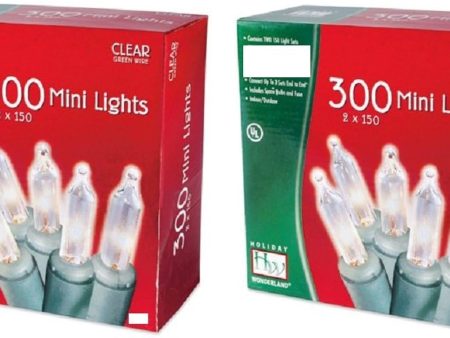 Holiday Wonderland 48150-88A 300 Count Clear Miniature Christmas Light Sets - Quantity of 2 For Discount