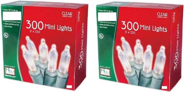 Holiday Wonderland 48150-88A 300 Count Clear Miniature Christmas Light Sets - Quantity of 2 For Discount