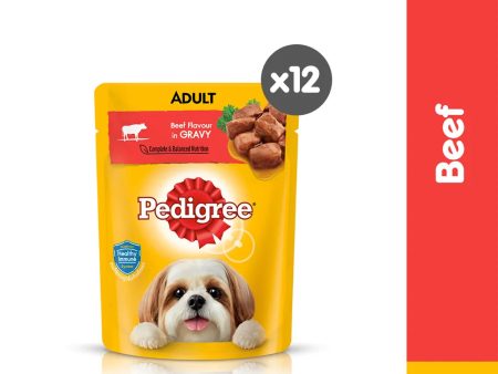 PEDIGREE® Dog Food Wet  Adult Beef Flavour in Gravy 80g [12pcs] on Sale