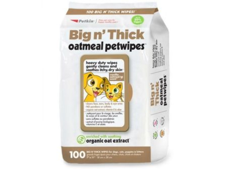 Petkin Big n Thick Oatmeal Petwipes, 100 wipes For Discount