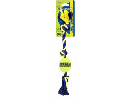 Petsport Twisted Chews Medium Three Knot Cotton Rope With Tuff Ball 16inch Sale