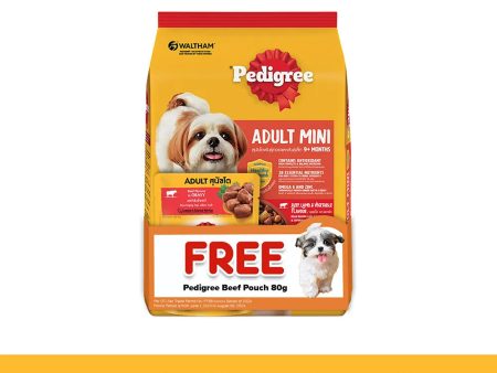 PEDIGREE® Dry Adult Mini Beef, Lamb & Vegetable 1.3kg + FREE PEDIGREE® Pouch Puppy Beef 80g Hot on Sale