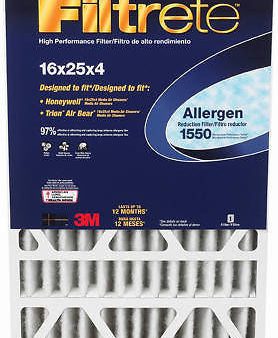 3M DP01DC-4 FILTRETE 16 X25 X4  FURNACE AIR FILTERS - Quantity of 4 For Sale