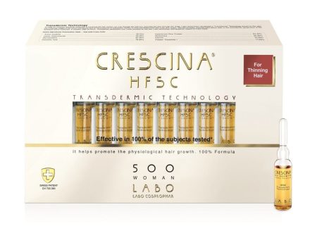 CRESCINA TRANSDERMIC RE-GROWTH HFSC 100% plaukų ataugimą skatinančios ampulės MOTERIMS, 500 stiprumo, 20 vnt. +dovana plaukų šampūnas Online Sale