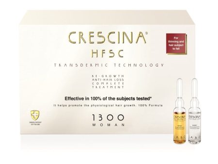 CRESCINA TRANSDERMIC 100% ampulių kompleksas plaukų slinkimo stabdymui ir plaukų atauginimui MOTERIMS, 1300 stiprumo, 20 vnt. (10+10) +dovana plaukų šampūnas For Cheap